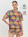 Женская пижама с шортами / Тропический коллаж