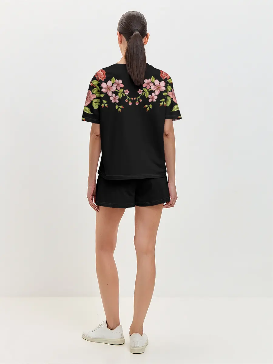 Женская пижама с шортами / Цветы