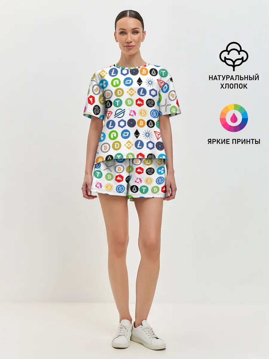 Женская пижама с шортами / BITCOIN PATTERN | БИТКОИН