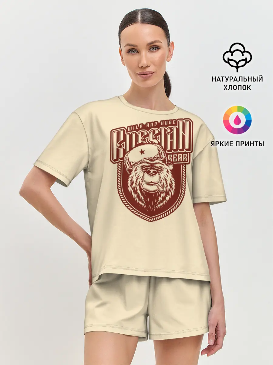 Женская пижама с шортами / Русский медведь