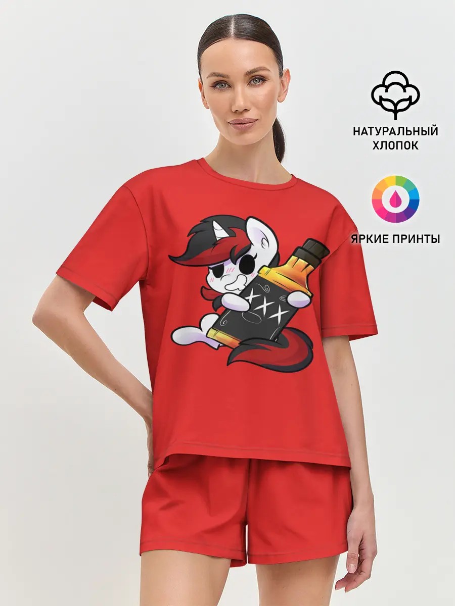 Женская пижама с шортами / Единорог с бутылкой