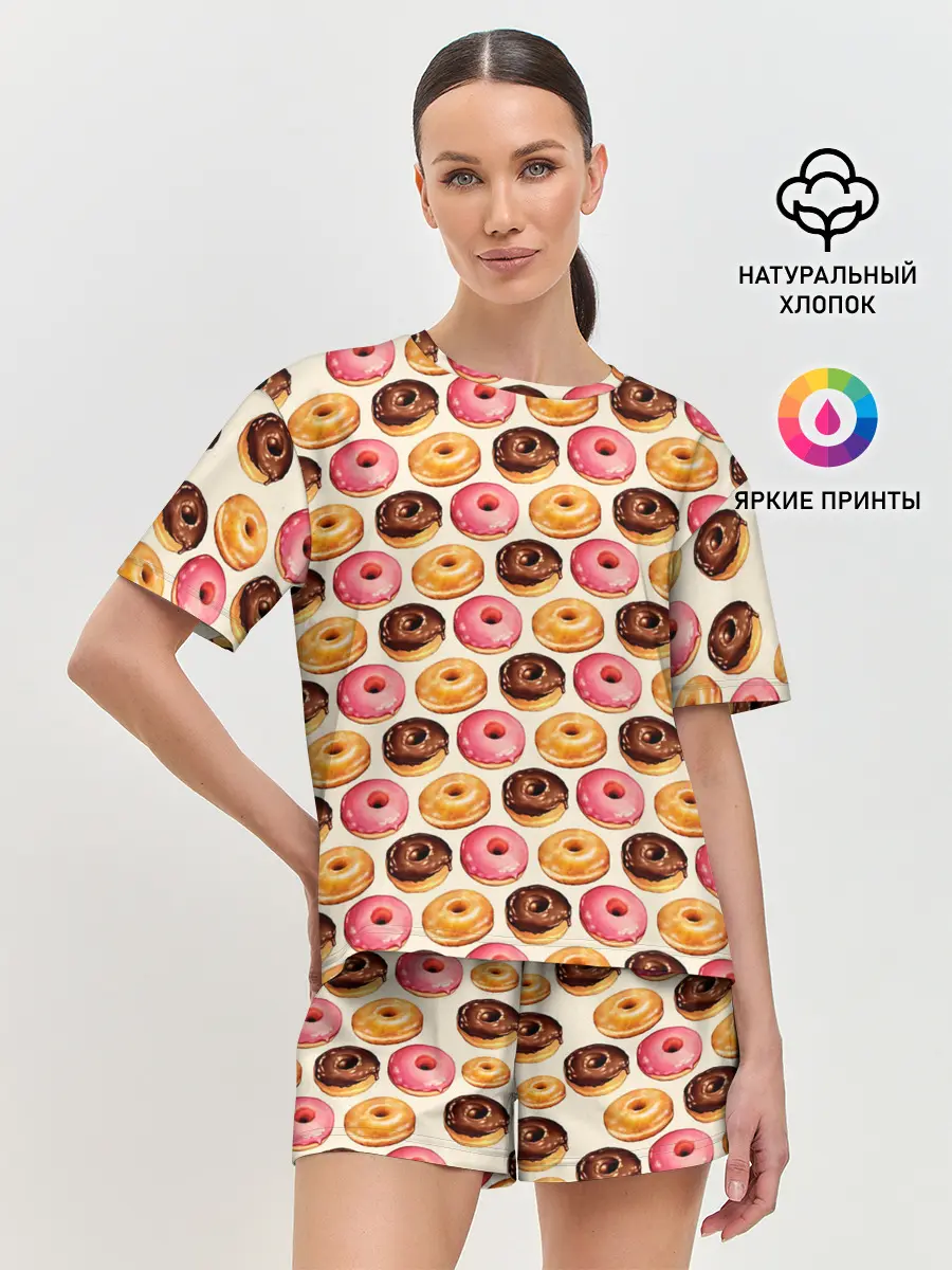 Женская пижама с шортами / Пончики