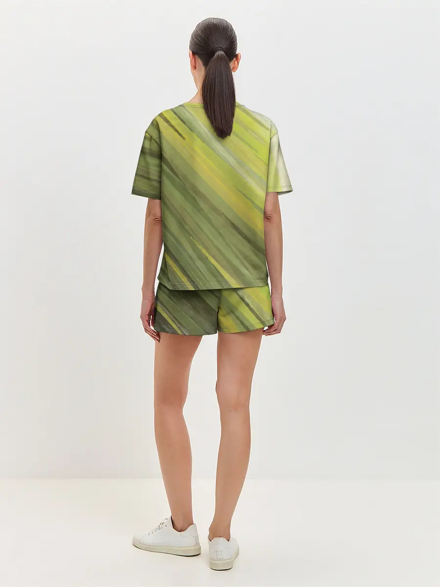 Женская пижама с шортами / Акварельные линии