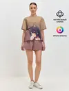 Женская пижама с шортами / девочка ушки кофе