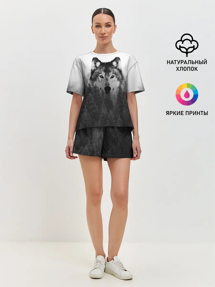 Женская пижама с шортами / Волк