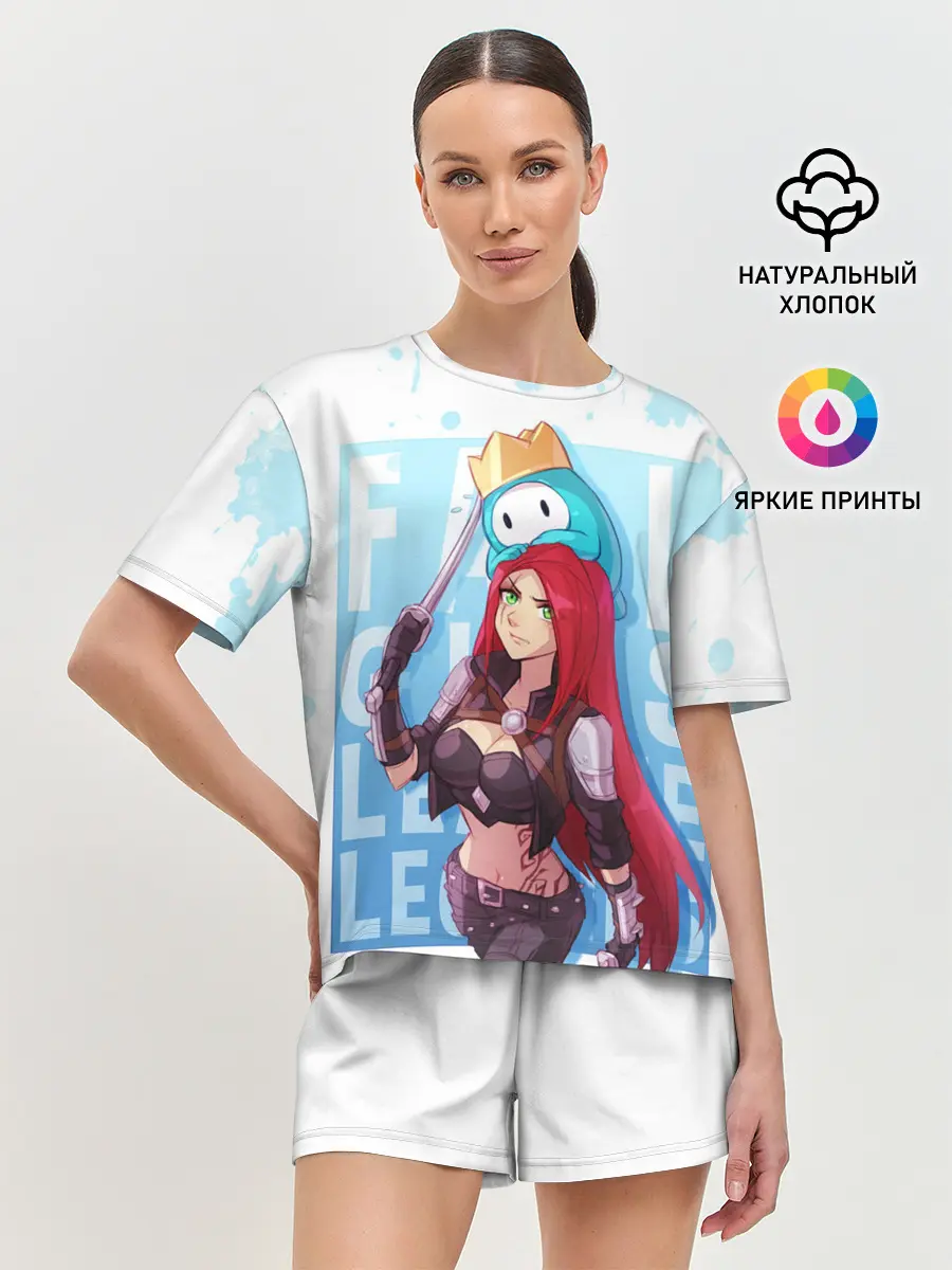 Женская пижама с шортами / Fall guys x league of legands