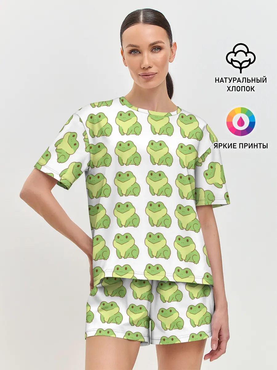 Женская пижама с шортами / лягушки