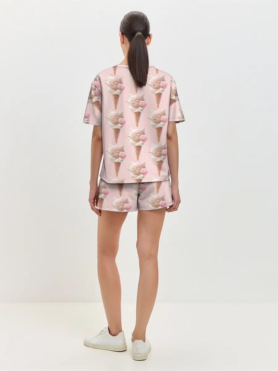 Женская пижама с шортами / Мороженное | Кошечки