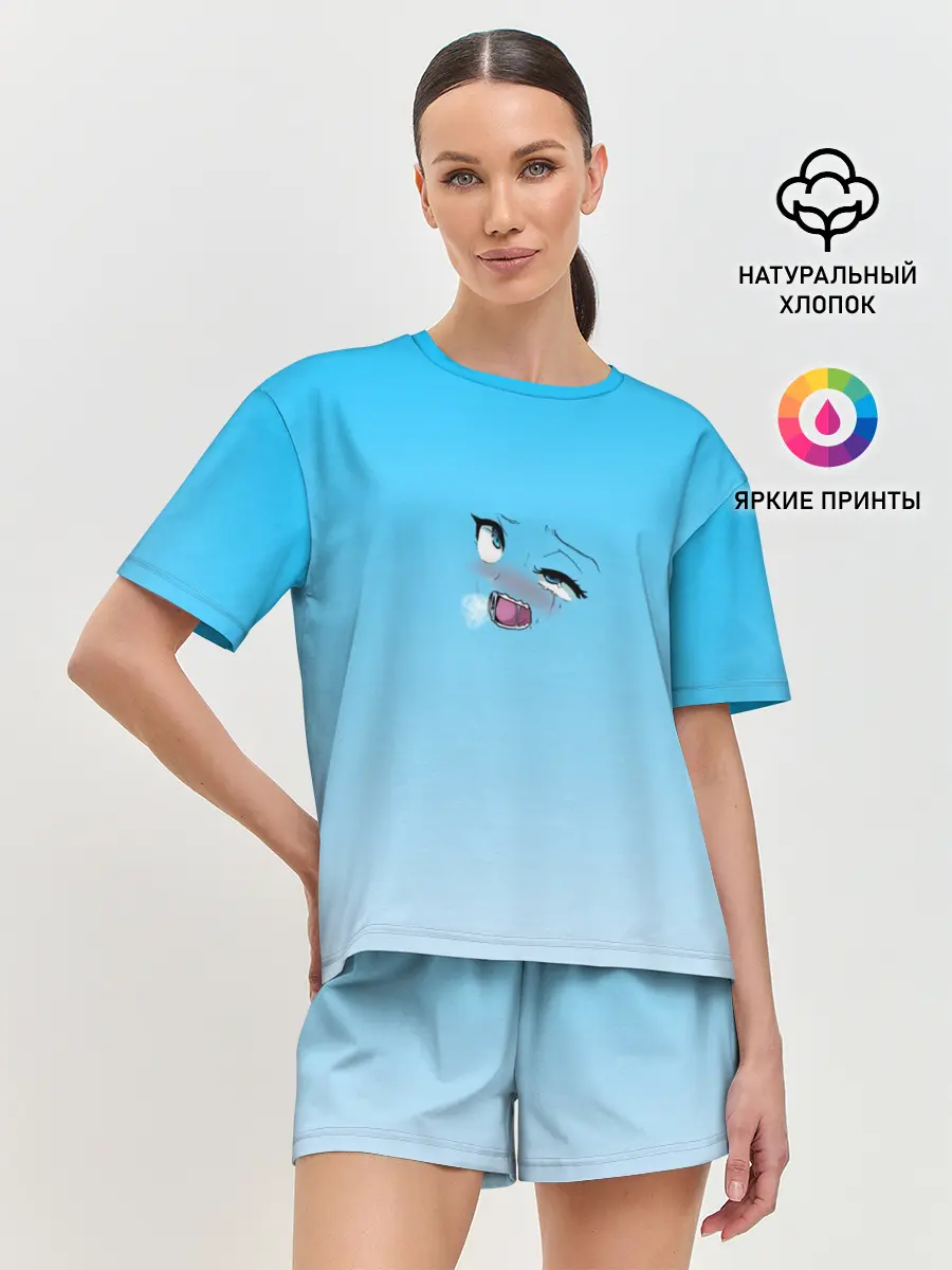 Женская пижама с шортами / Ahegao Blue-eyed girl