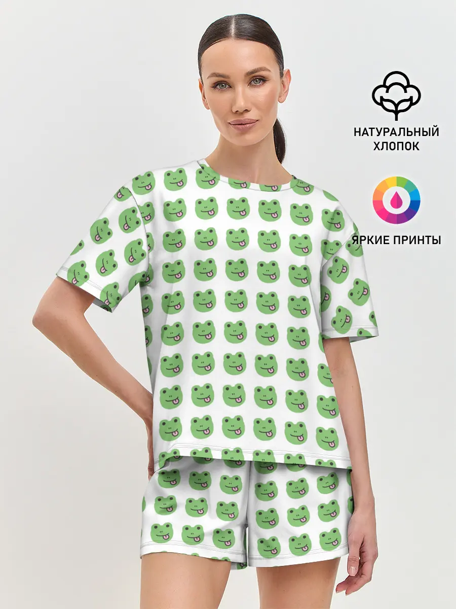 Женская пижама с шортами / лягушки