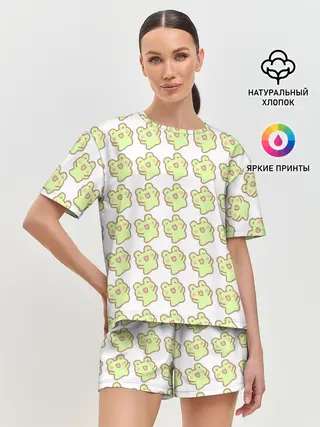 Женская пижама с шортами / счастливые лягушки
