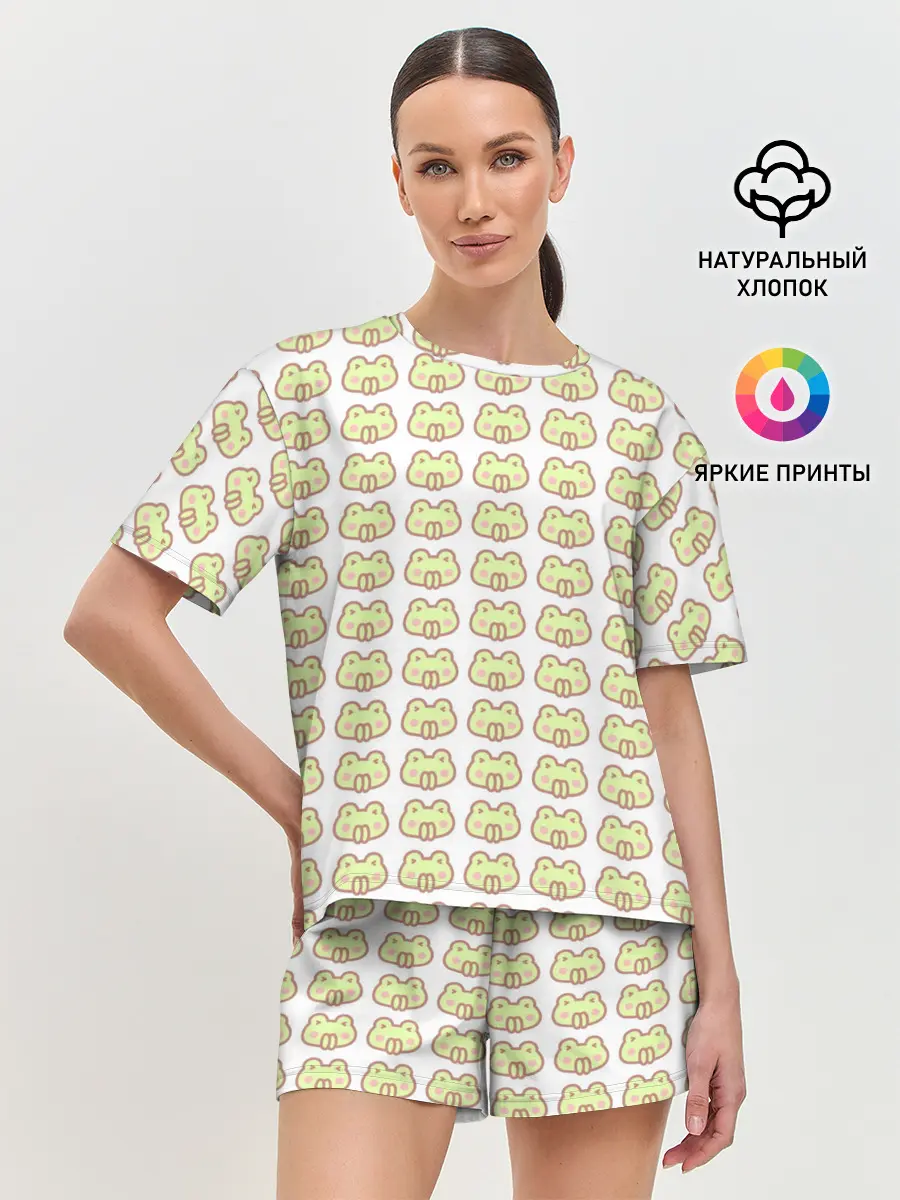 Женская пижама с шортами / лягушечки