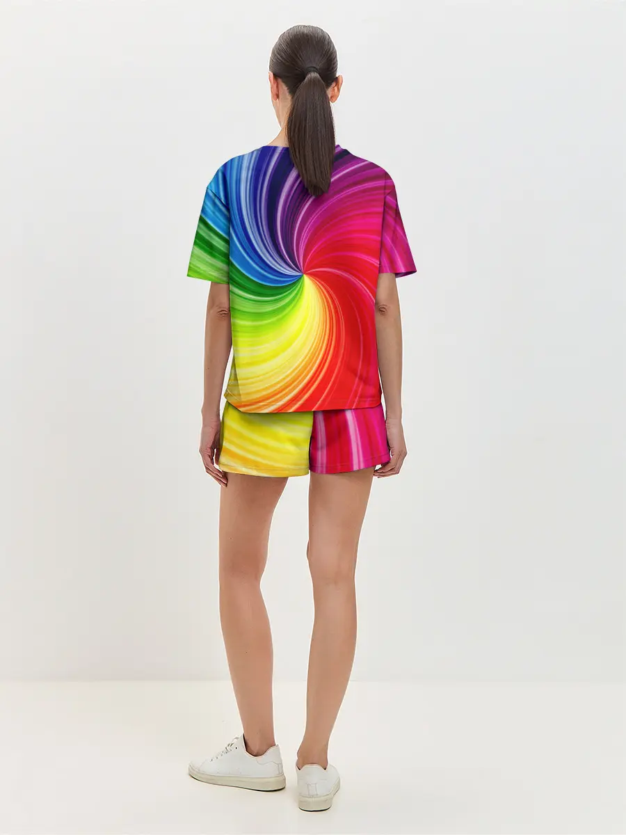 Женская пижама с шортами / Радужный череп