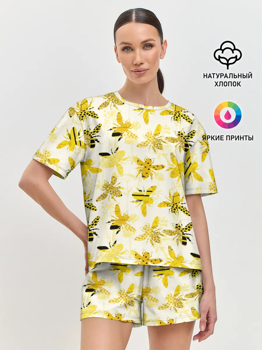 Женская пижама с шортами / Разные Пчелы