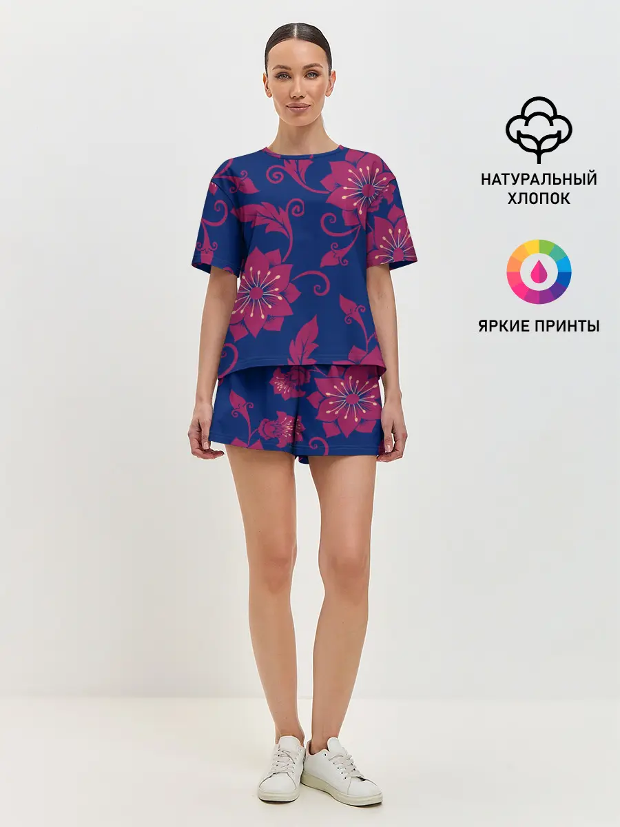 Женская пижама с шортами / Цветы