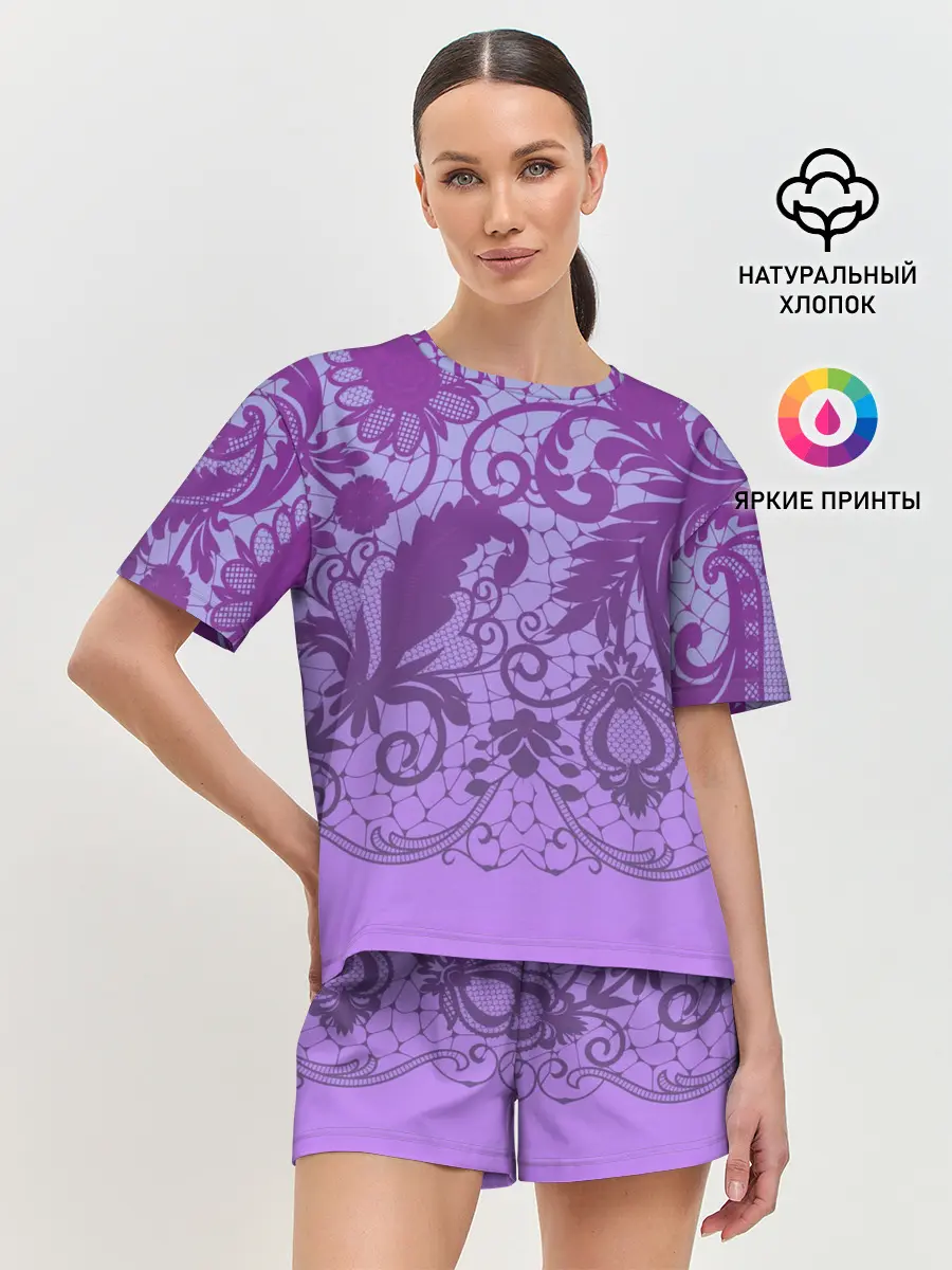 Женская пижама с шортами / Кружево