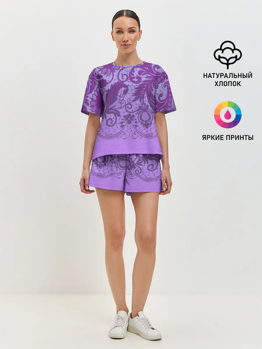 Женская пижама с шортами / Кружево