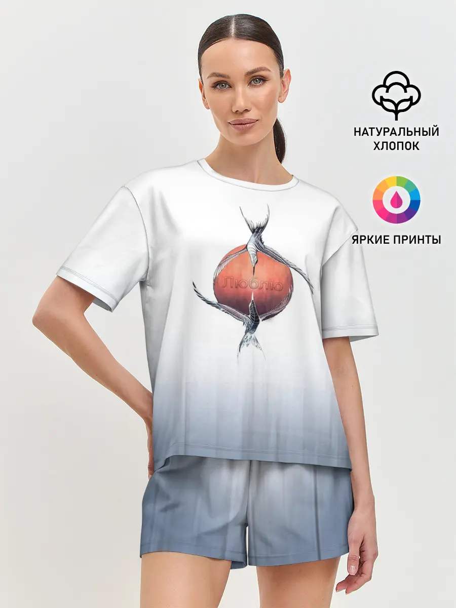 Женская пижама с шортами / Птичья любовь