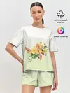 Женская пижама с шортами / букет рисунок