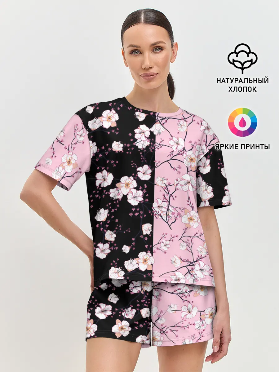 Женская пижама с шортами / САКУРА | SAKURA | ВИШНЯ