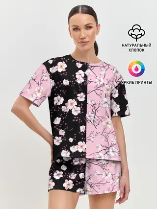 Женская пижама с шортами / САКУРА | SAKURA | ВИШНЯ