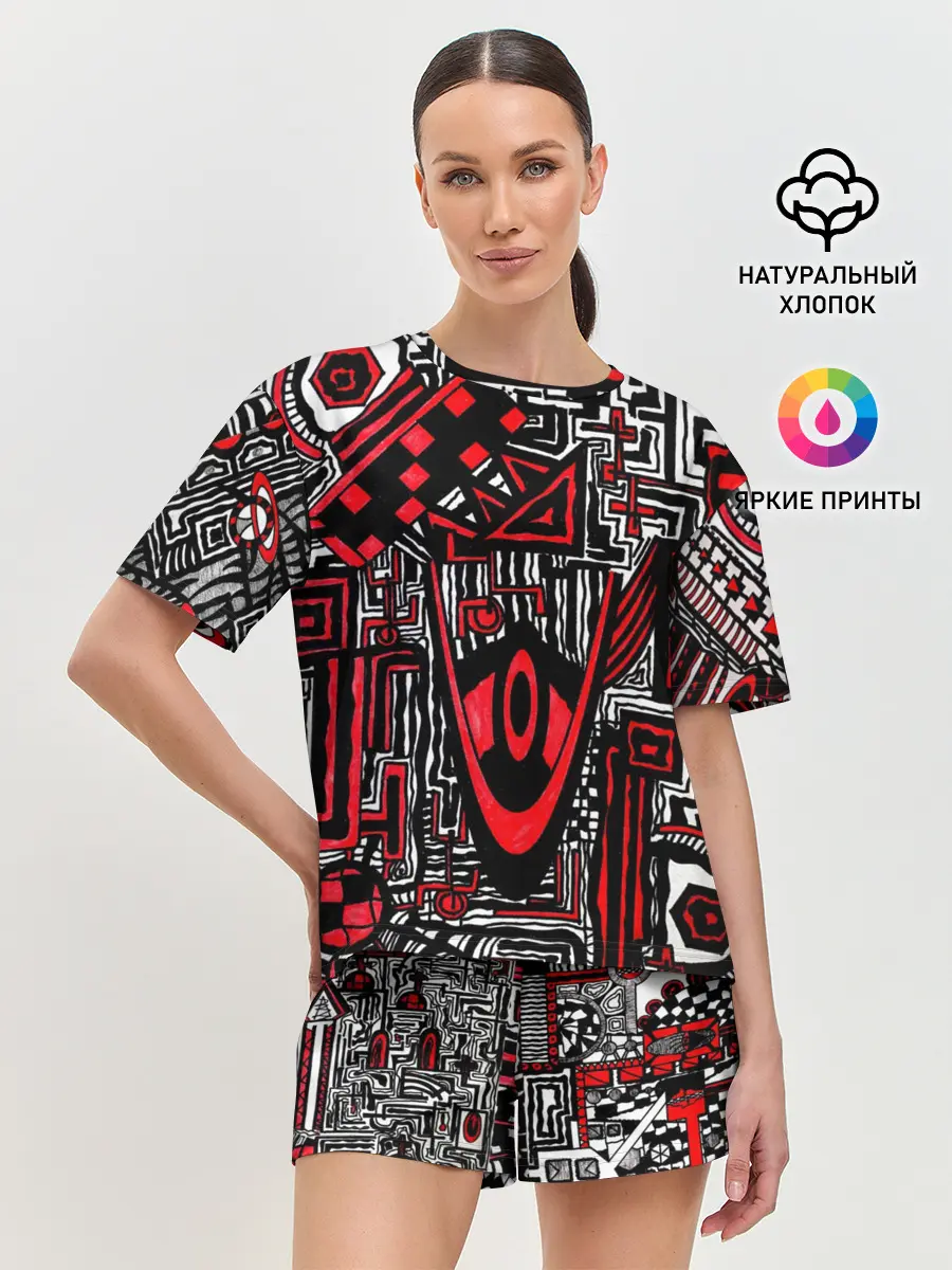 Женская пижама с шортами / Абстрактный Узор