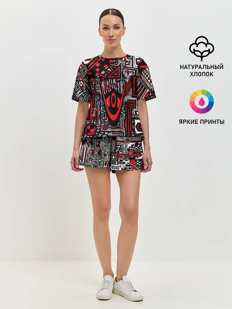 Женская пижама с шортами / Абстрактный Узор