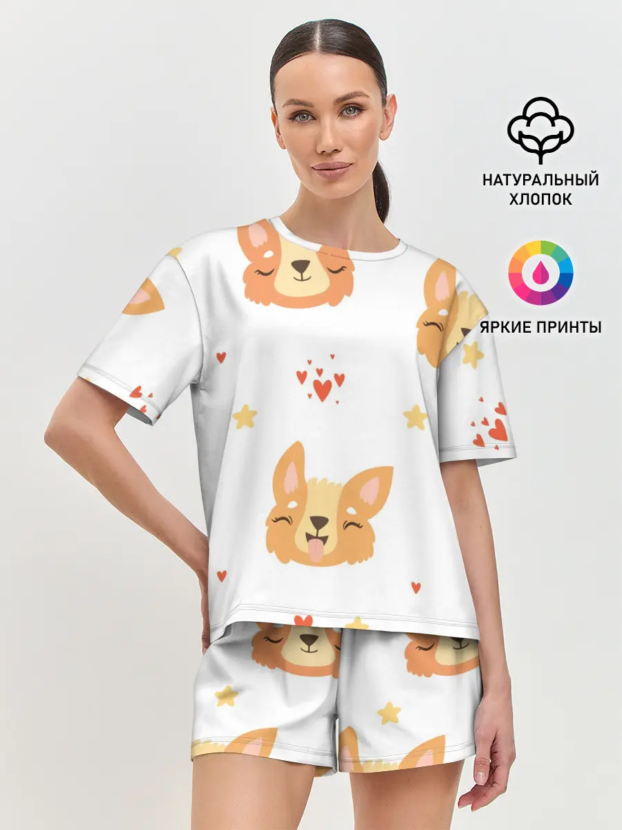 Женская пижама с шортами / Милый Корги