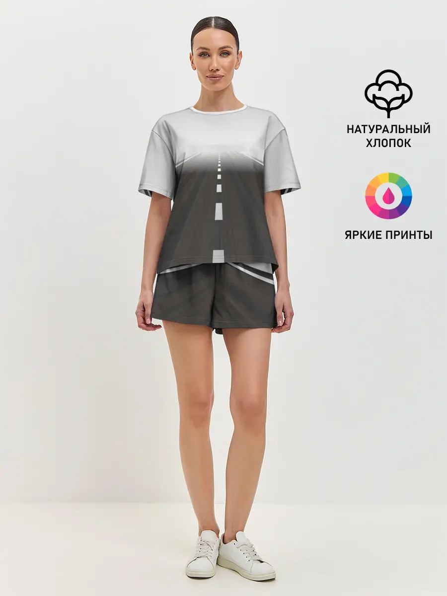 Женская пижама с шортами / Дорога, уходящая в даль