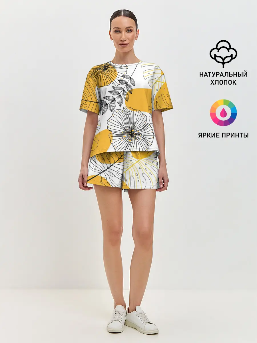 Женская пижама с шортами / Цветы