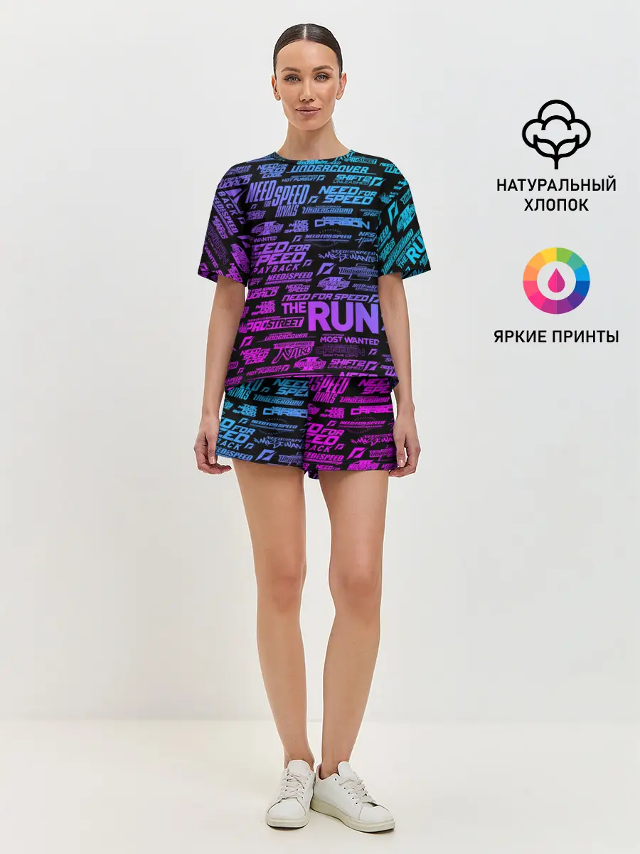 Женская пижама с шортами / NFS ALL LOGOS NEON