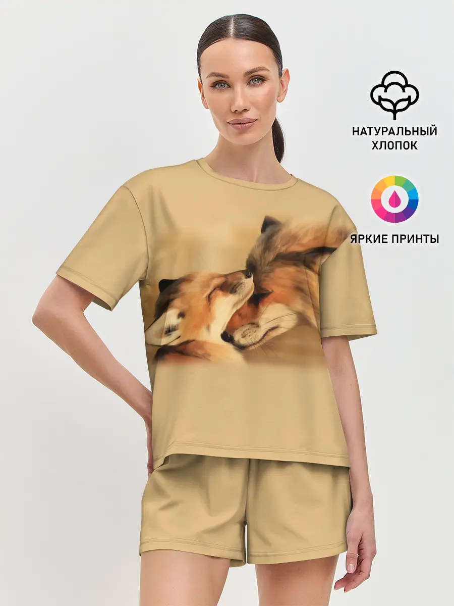 Женская пижама с шортами / Лисички