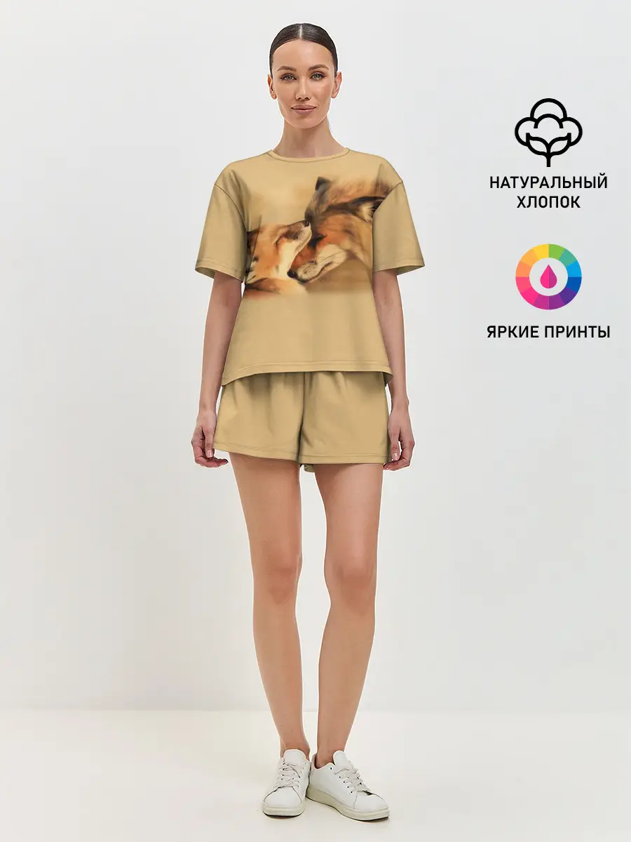 Женская пижама с шортами / Лисички