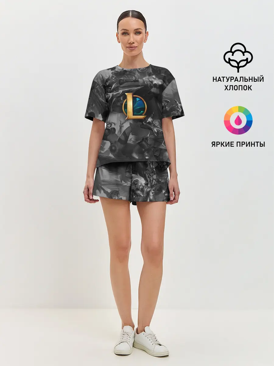Женская пижама с шортами / League of Legends Black&White