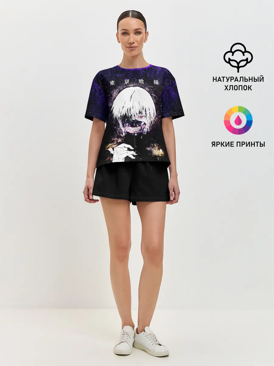 Женская пижама с шортами / Kaneki Ken фиолетовый верх