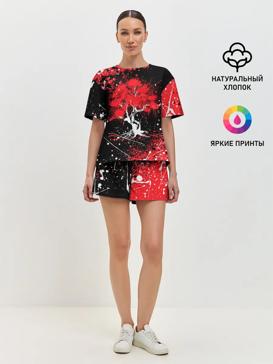 Женская пижама с шортами / САКУРА | SAKURA | ВИШНЯ