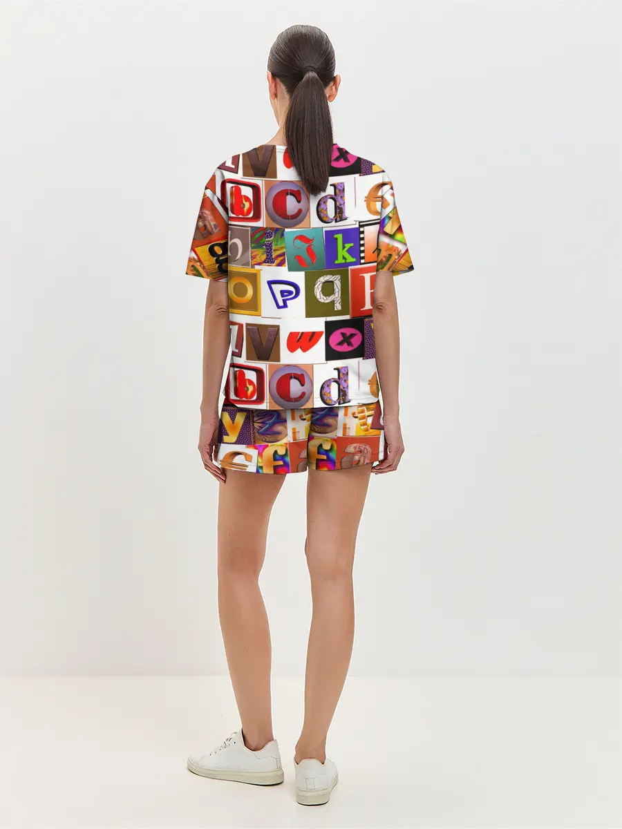 Женская пижама с шортами / Английские буквы # 2