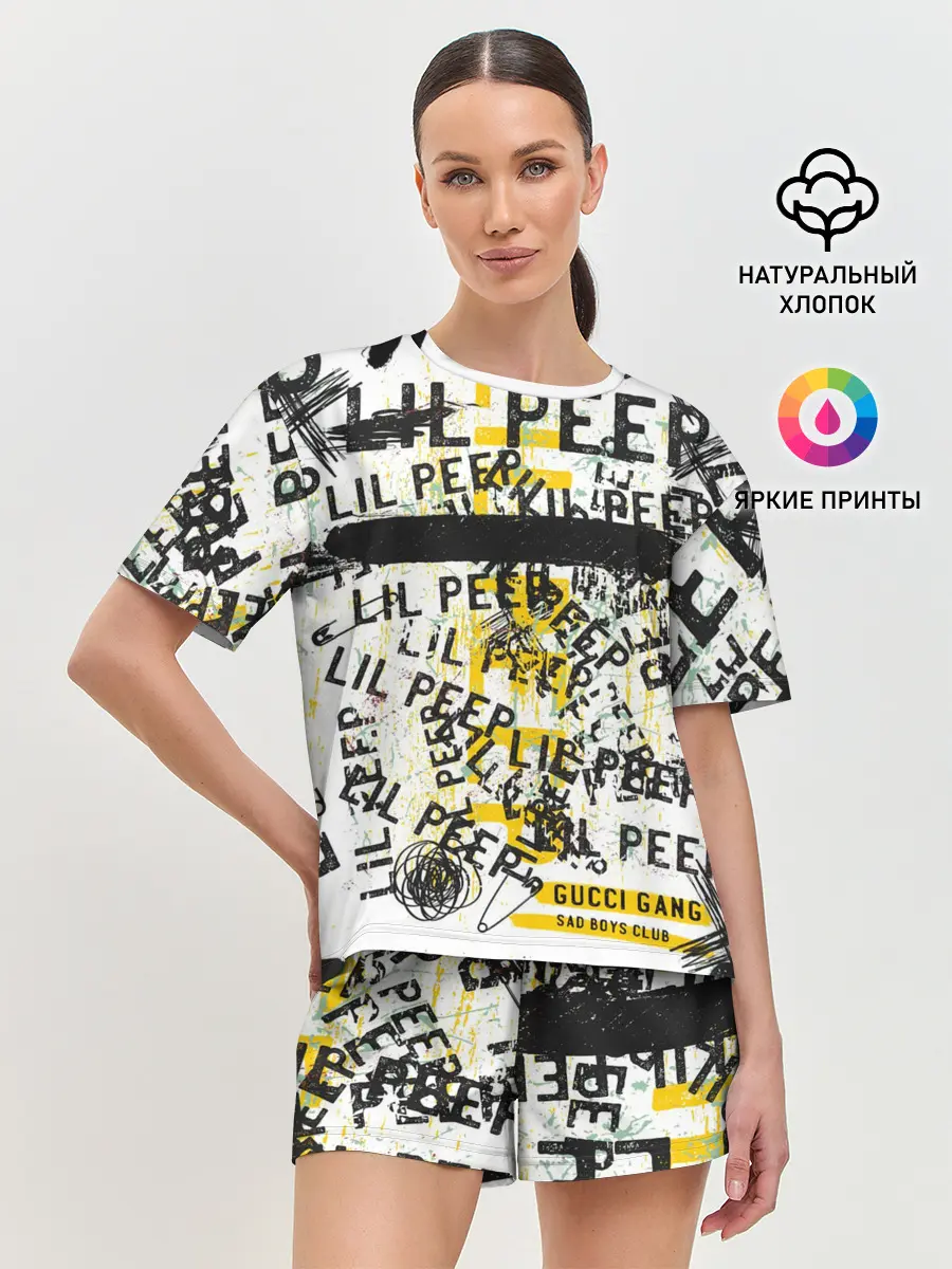 Женская пижама с шортами / LIL PEEP Vintage Graffiti Wall