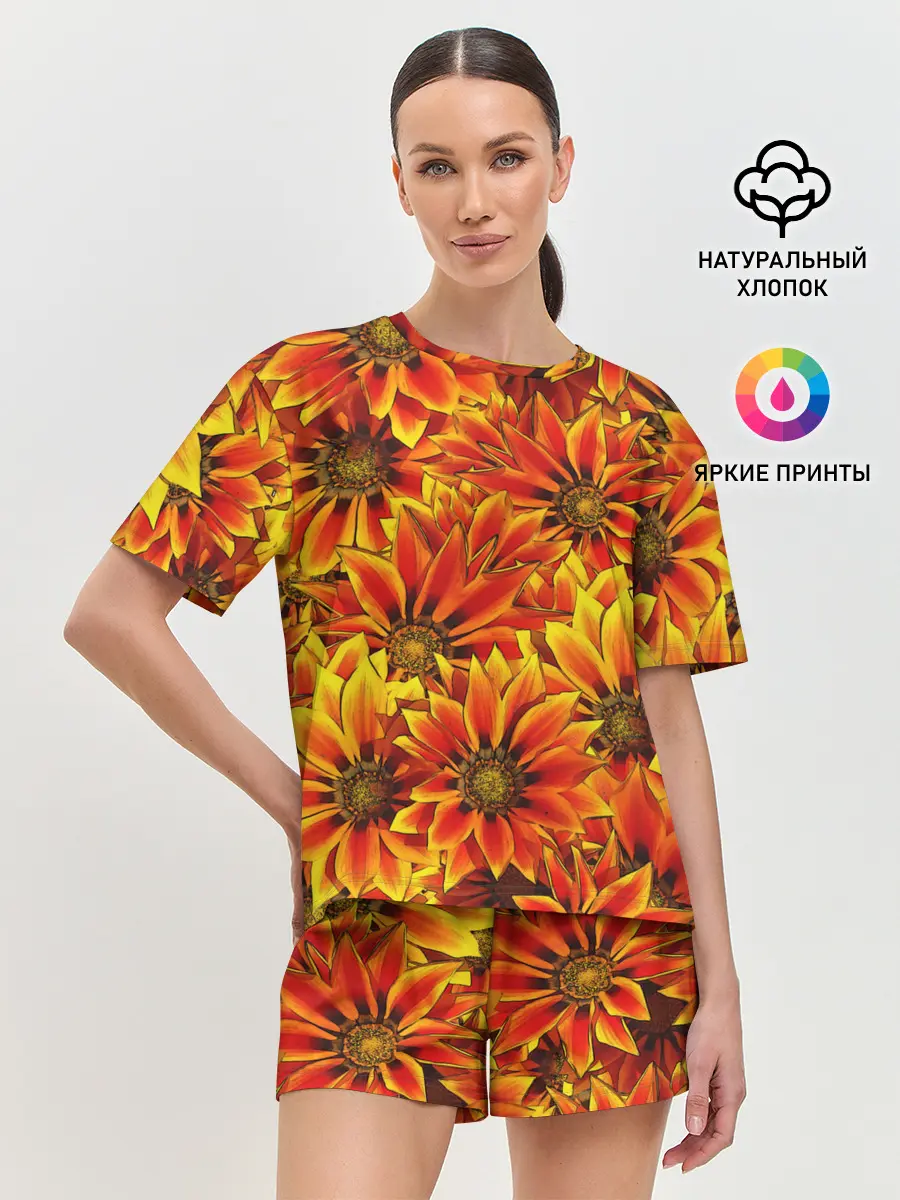 Женская пижама с шортами / ЦВЕТОЧНЫЙ ОРНАМЕНТ