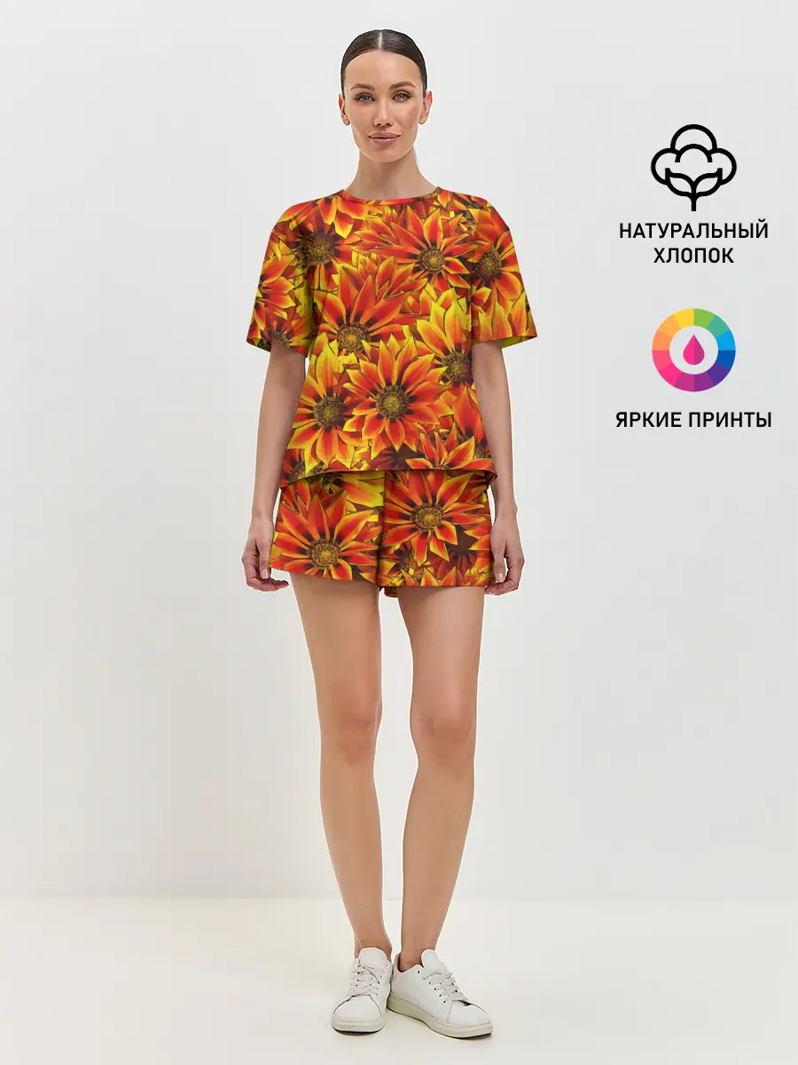 Женская пижама с шортами / ЦВЕТОЧНЫЙ ОРНАМЕНТ