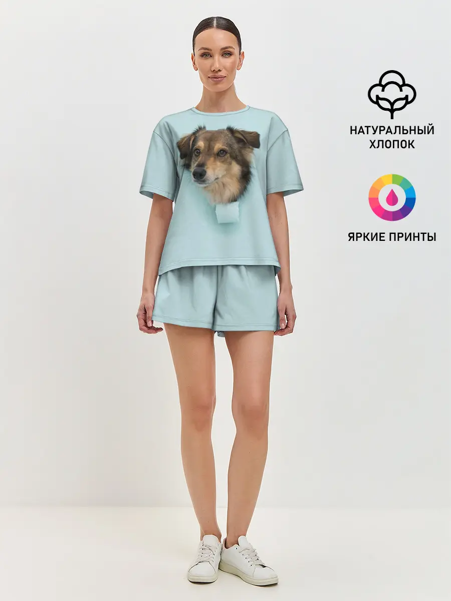 Женская пижама с шортами / Беспородная Собака дворняга / A Dog