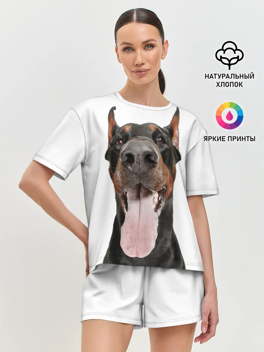 Женская пижама с шортами / Доберман / Doberman