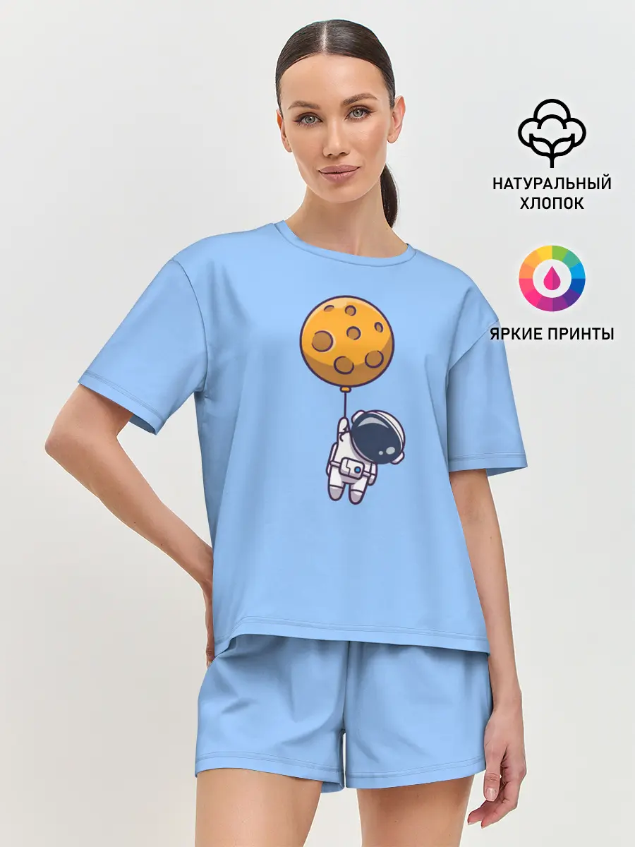 Женская пижама с шортами / Космонавт с шариком
