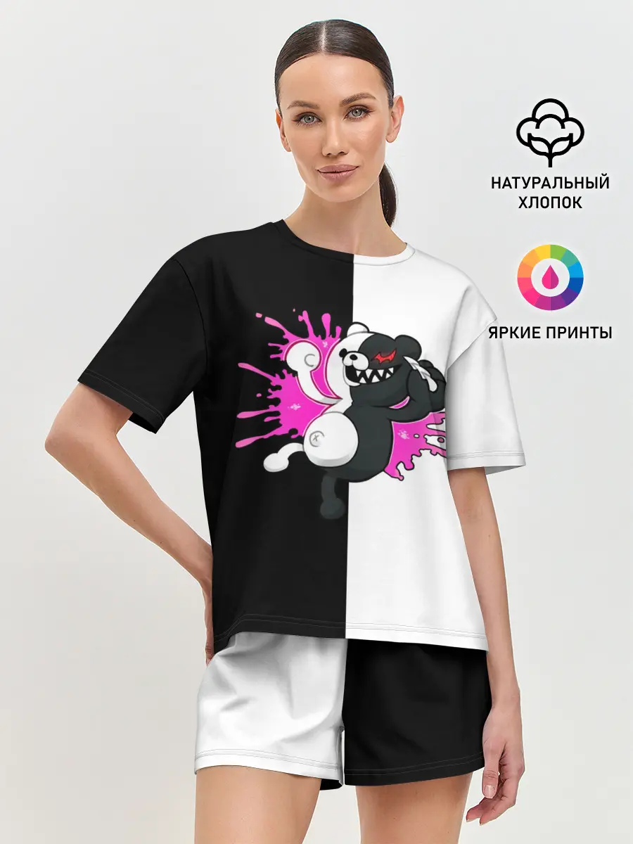 Женская пижама с шортами / monokuma розовая жвачка