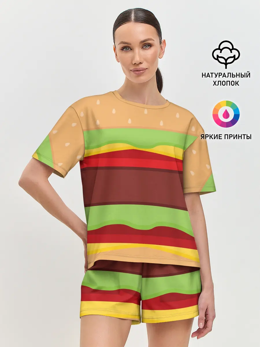 Женская пижама с шортами / Бургер