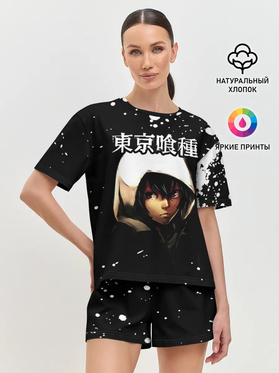 Женская пижама с шортами / Тоука Киришима в капюшоне