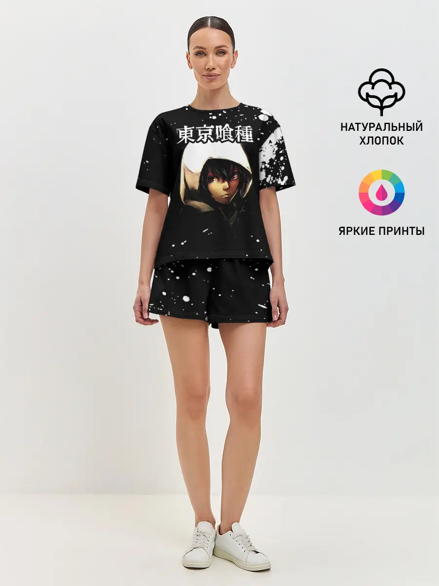 Женская пижама с шортами / Тоука Киришима в капюшоне