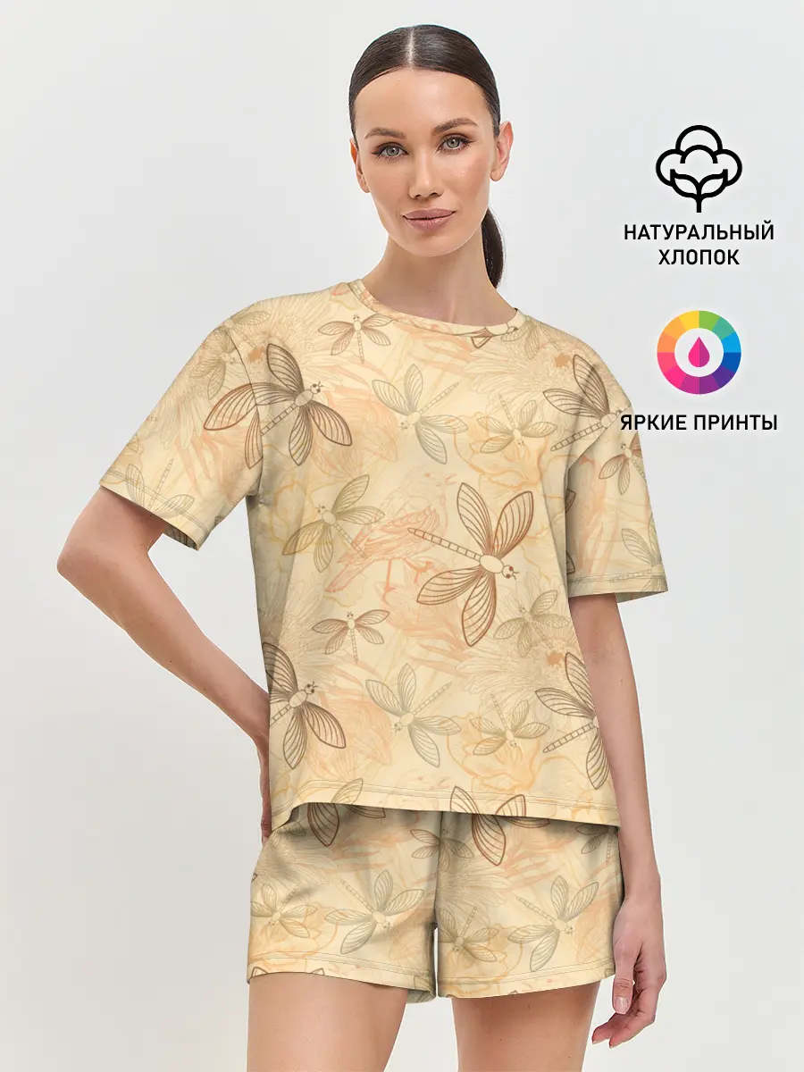 Женская пижама с шортами / Стрекоза
