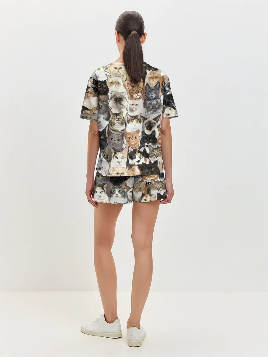 Женская пижама с шортами / Котики смешные
