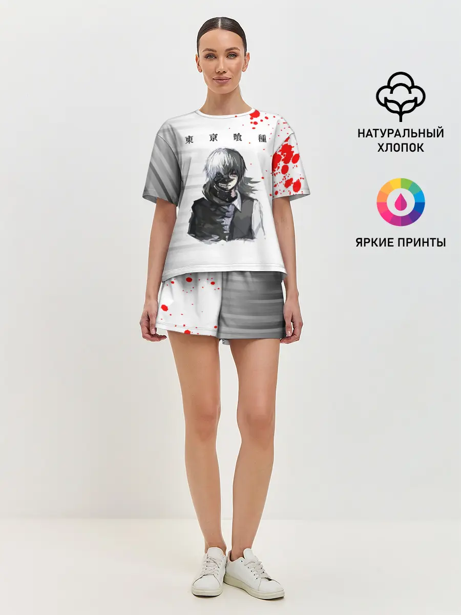 Женская пижама с шортами / Kaneki Ken красные капли